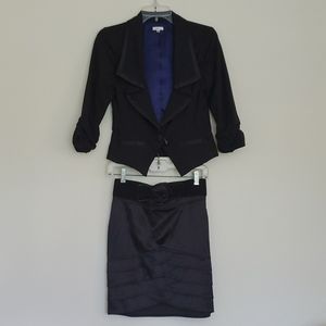 Papaya Black Satin Skirt & Studio Jacket S